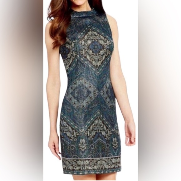 ANTONIO MELANI Dresses & Skirts - Antonio Melani metallic shift dress Cowl neckline Size 10 Party Event Evening‎